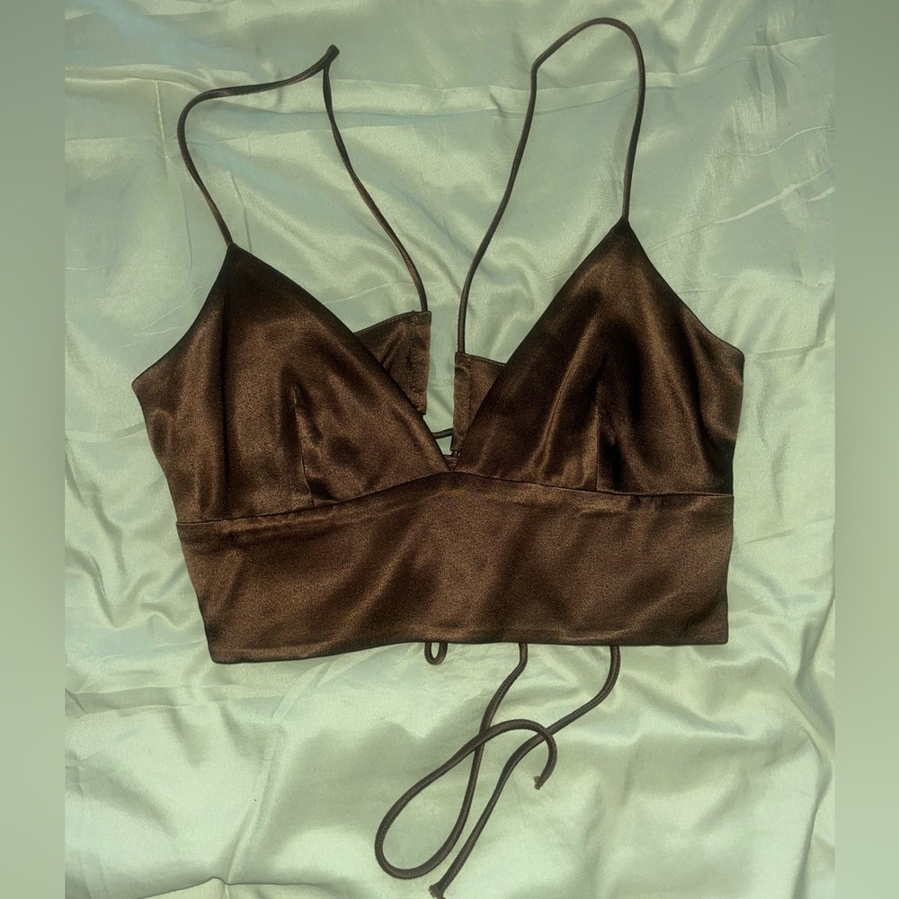 Zara brown satin top - size XS